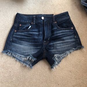 High waisted dark wash shorts